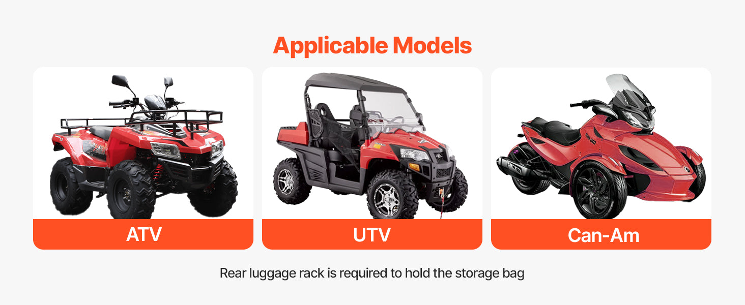 50L ATV Rear Storage Bag with Seat Cushion and Bottle Holder