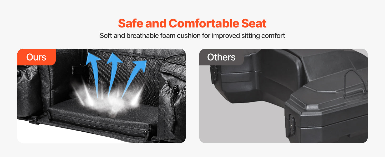 50L ATV Rear Storage Bag with Seat Cushion and Bottle Holder