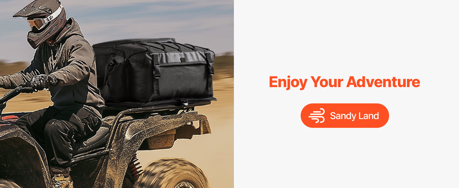 50L ATV Rear Storage Bag with Seat Cushion and Bottle Holder