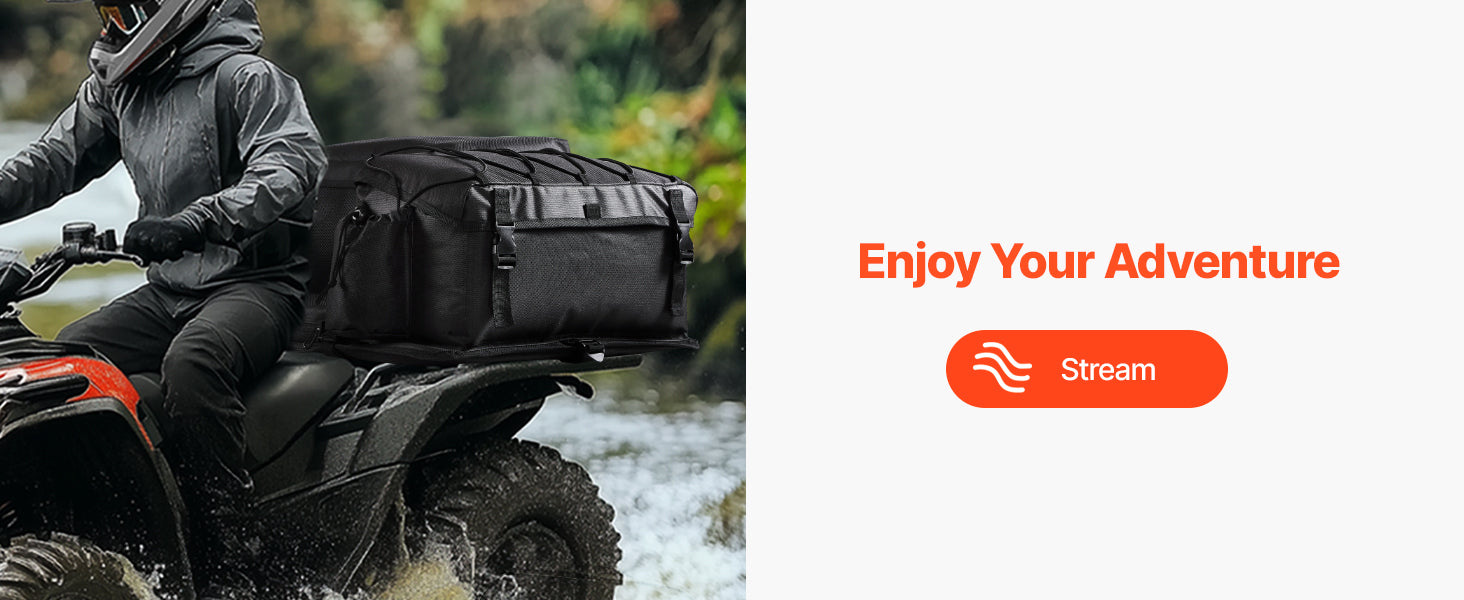 50L ATV Rear Storage Bag with Seat Cushion and Bottle Holder