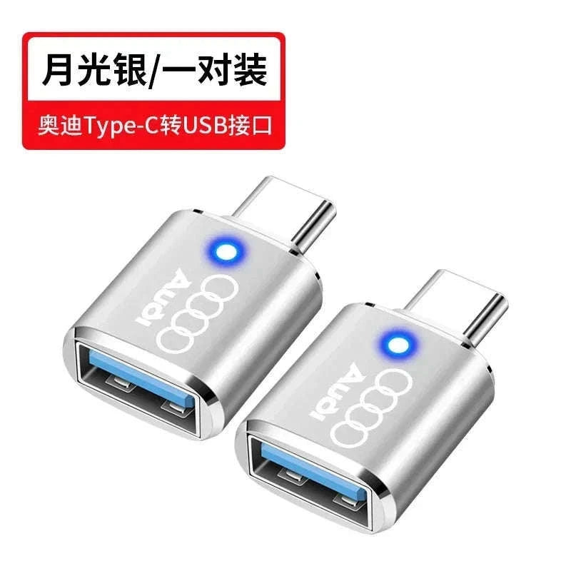 Audi USB-C Charging Adapter for A1 A3 A4 A5 A6 Q3 Q5 Q7 Q8-silvery 1pc