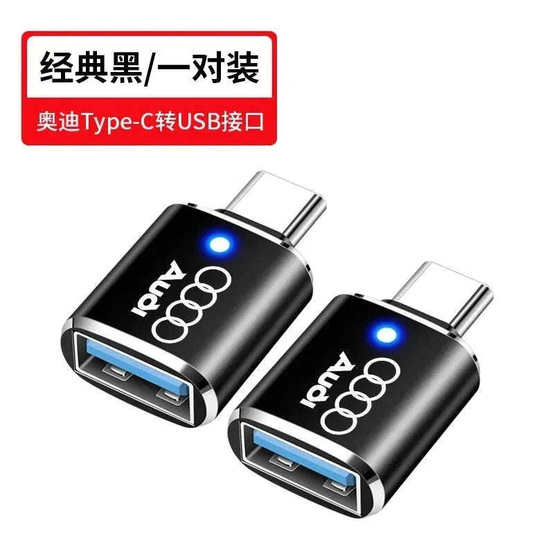 Audi USB-C Charging Adapter for A1 A3 A4 A5 A6 Q3 Q5 Q7 Q8-silvery 1pc