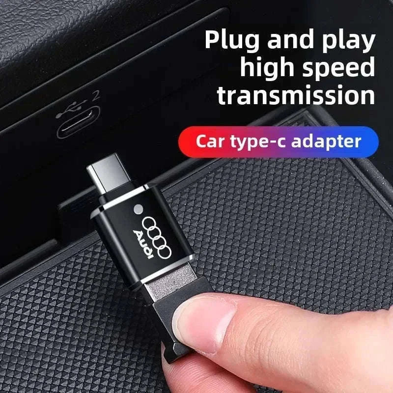 Audi USB-C Charging Adapter for A1 A3 A4 A5 A6 Q3 Q5 Q7 Q8-silvery 1pc