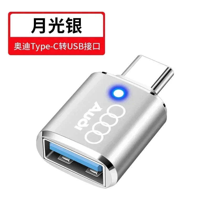 Audi USB-C Charging Adapter for A1 A3 A4 A5 A6 Q3 Q5 Q7 Q8-silvery 1pc