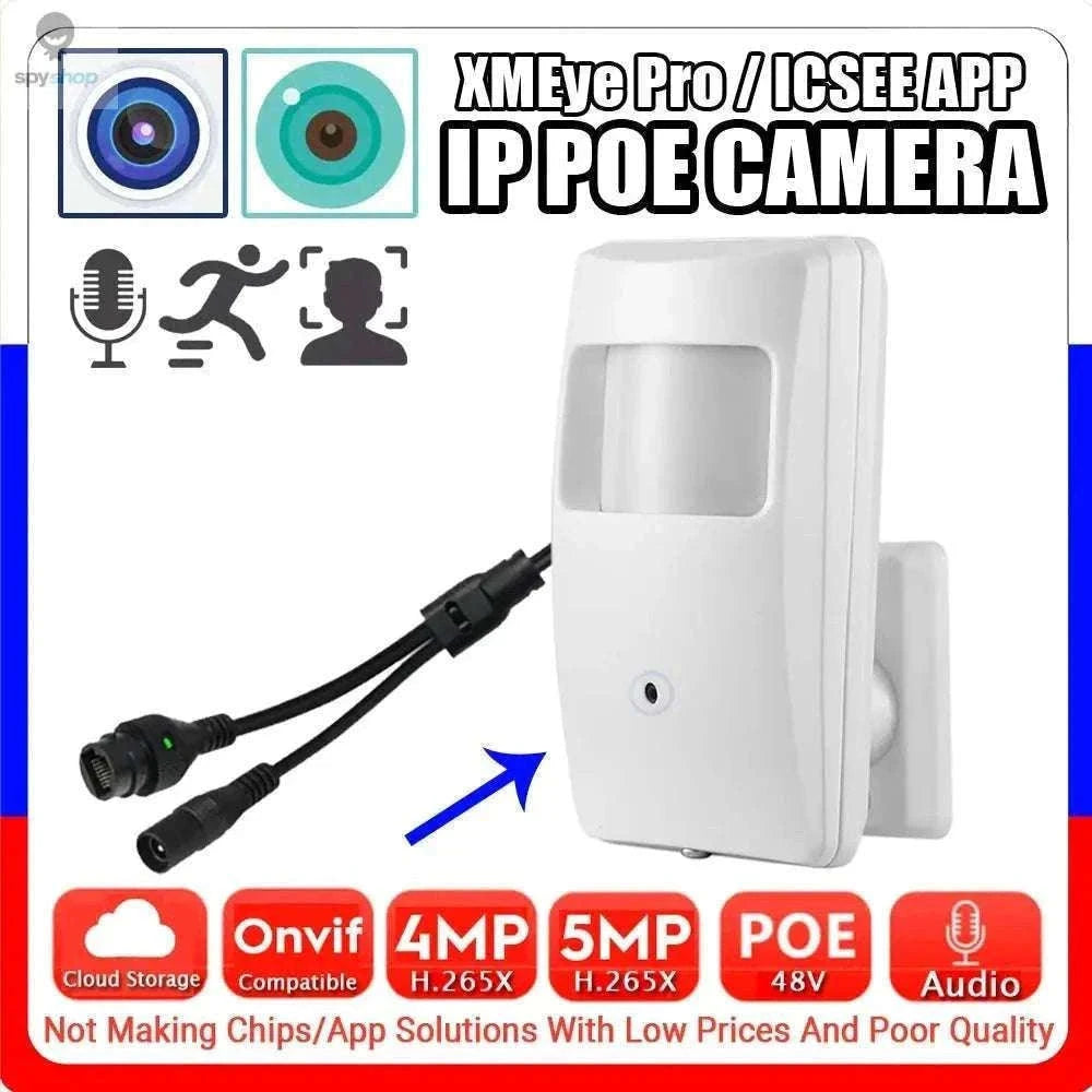Audio IP POE Mini 5MP Indoor Security Camera-4MP-DC 12v add Power / 2.8mm Cone Lens