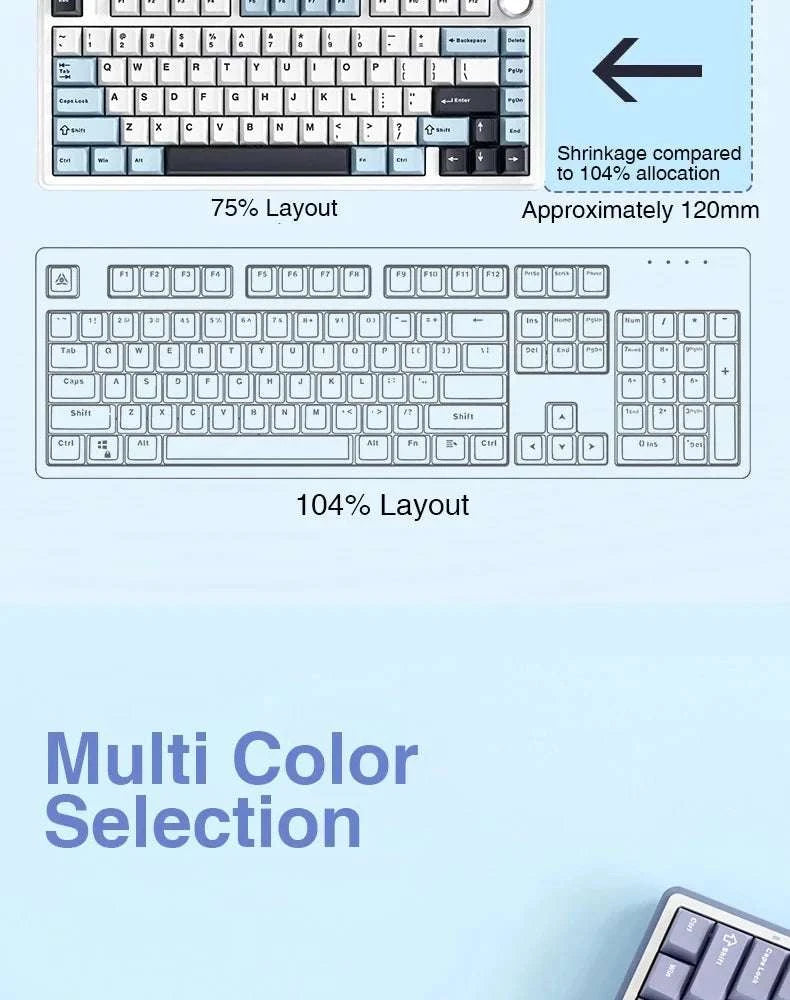 AULA F75 Wireless Mechanical Keyboard RGB 75% Hot Swap 78-Key-Reef Black / White Switch