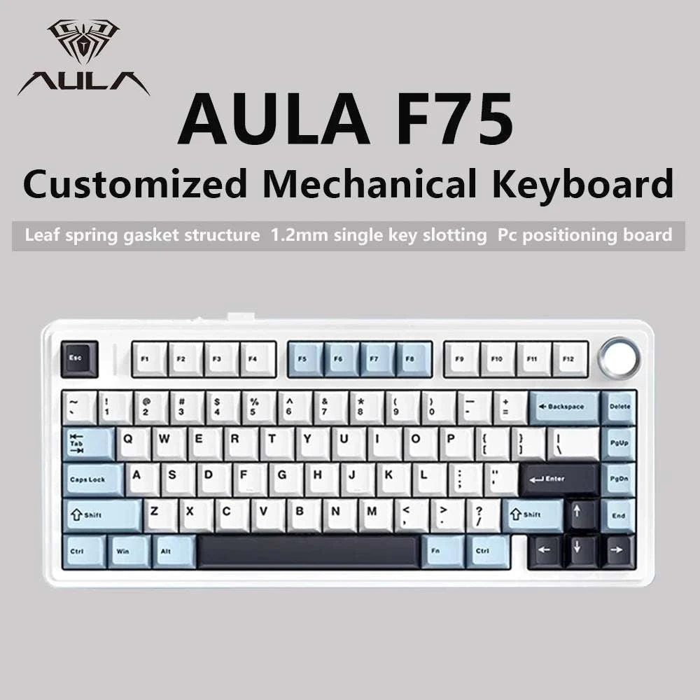 AULA F75 Wireless Mechanical Keyboard RGB 75% Hot Swap 78-Key-Reef Black / White Switch