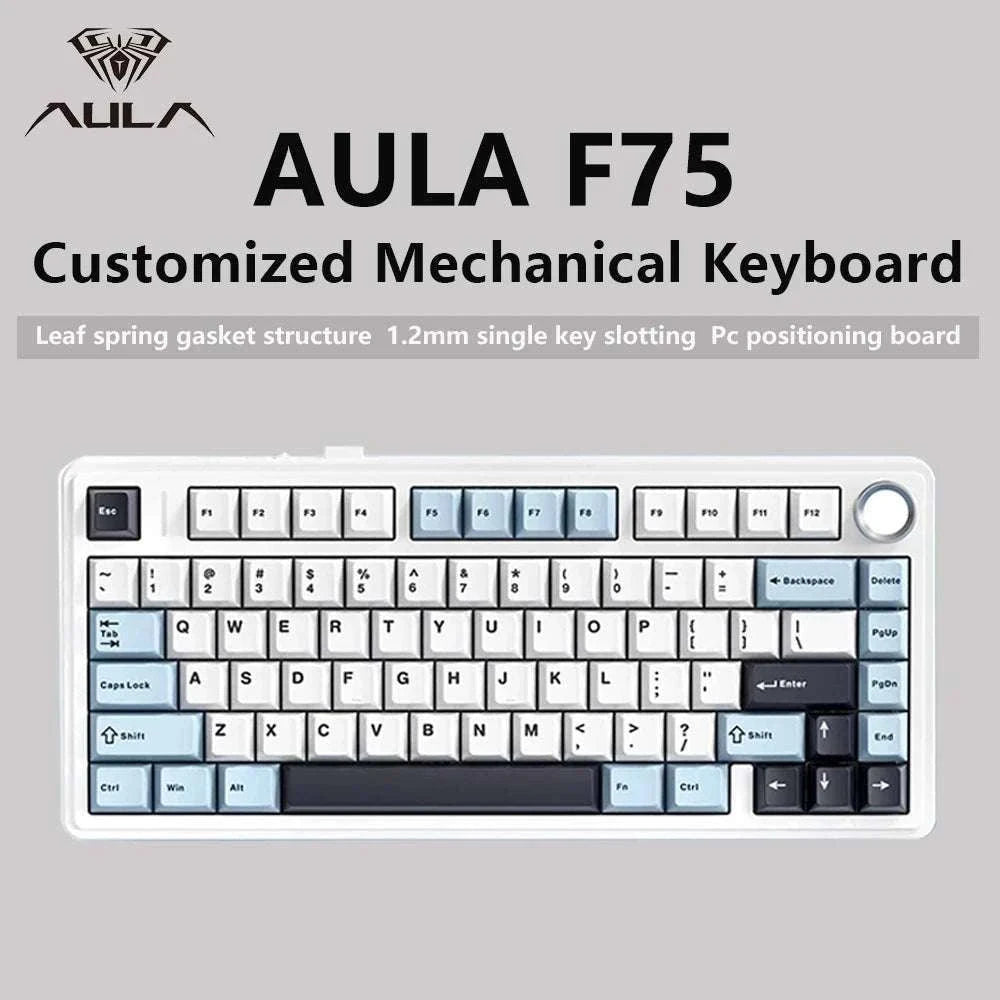 AULA F75 Wireless Mechanical Keyboard RGB 75% Hot Swap 78-Key-Reef Black / White Switch