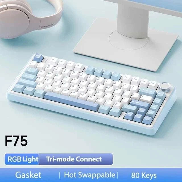 AULA F75 Wireless Mechanical Keyboard RGB 75% Hot Swap 78-Key-Reef Black / White Switch