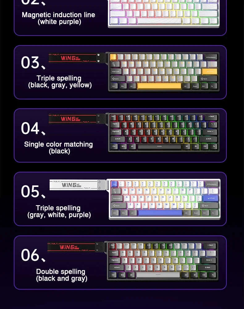 AULA WIN60 WIN68 HE Esports Magnetic Switch Gaming Keyboard-WIN60 HE Standard / United States
