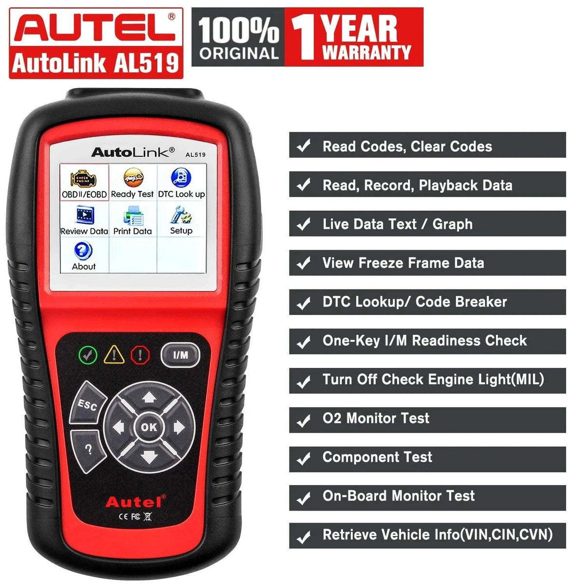 Autel AL619 OBD2 Scanner ABS SRS Car Diagnostic Code Reader-AL619 / Polish / UNITED KINGDOM