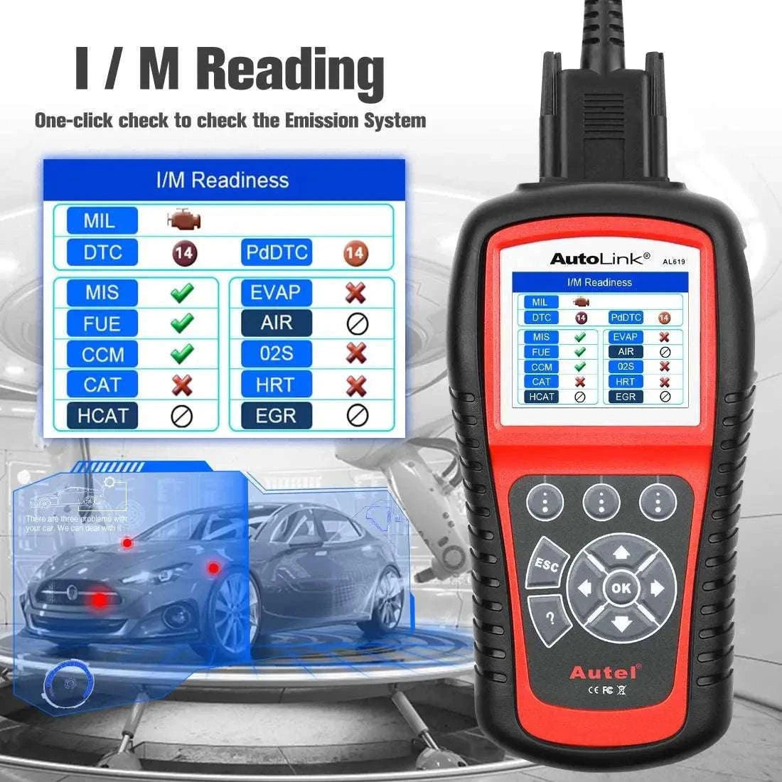 Autel AL619 OBD2 Scanner ABS SRS Car Diagnostic Code Reader-AL619 / Polish / UNITED KINGDOM