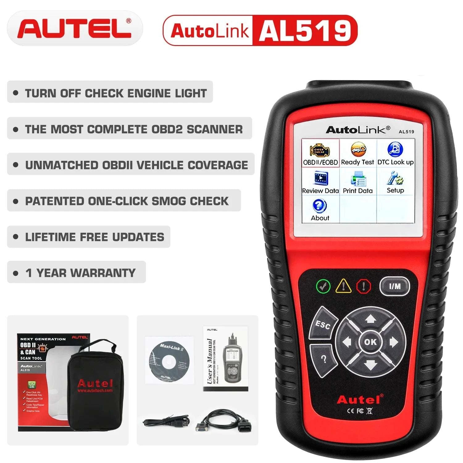 Autel AL619 OBD2 Scanner ABS SRS Car Diagnostic Code Reader-AL619 / Polish / UNITED KINGDOM