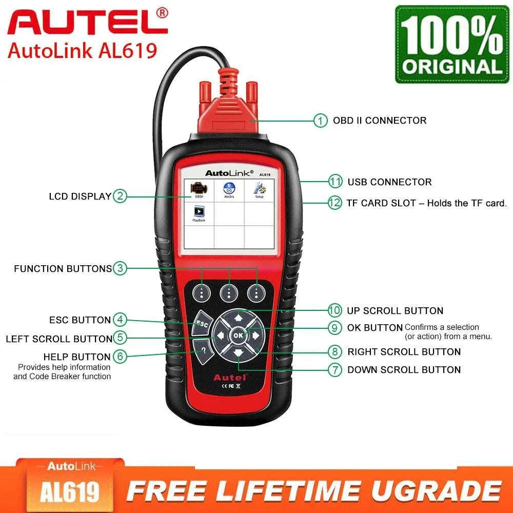 Autel AL619 OBD2 Scanner ABS SRS Car Diagnostic Code Reader-AL619 / Polish / UNITED KINGDOM
