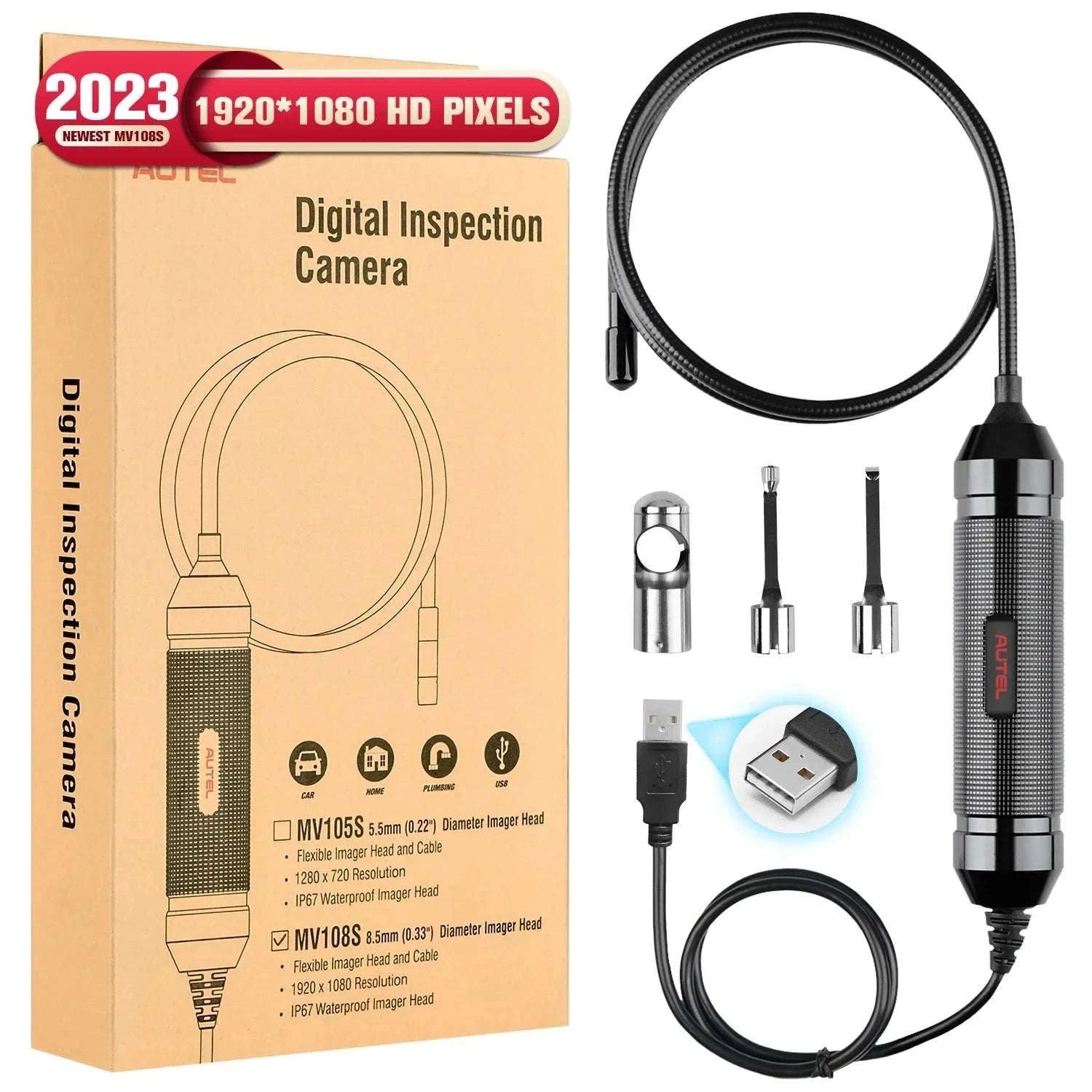 Autel MaxiVideo MV108S 1080P Inspection Camera, 8.5mm-MV108S / United States