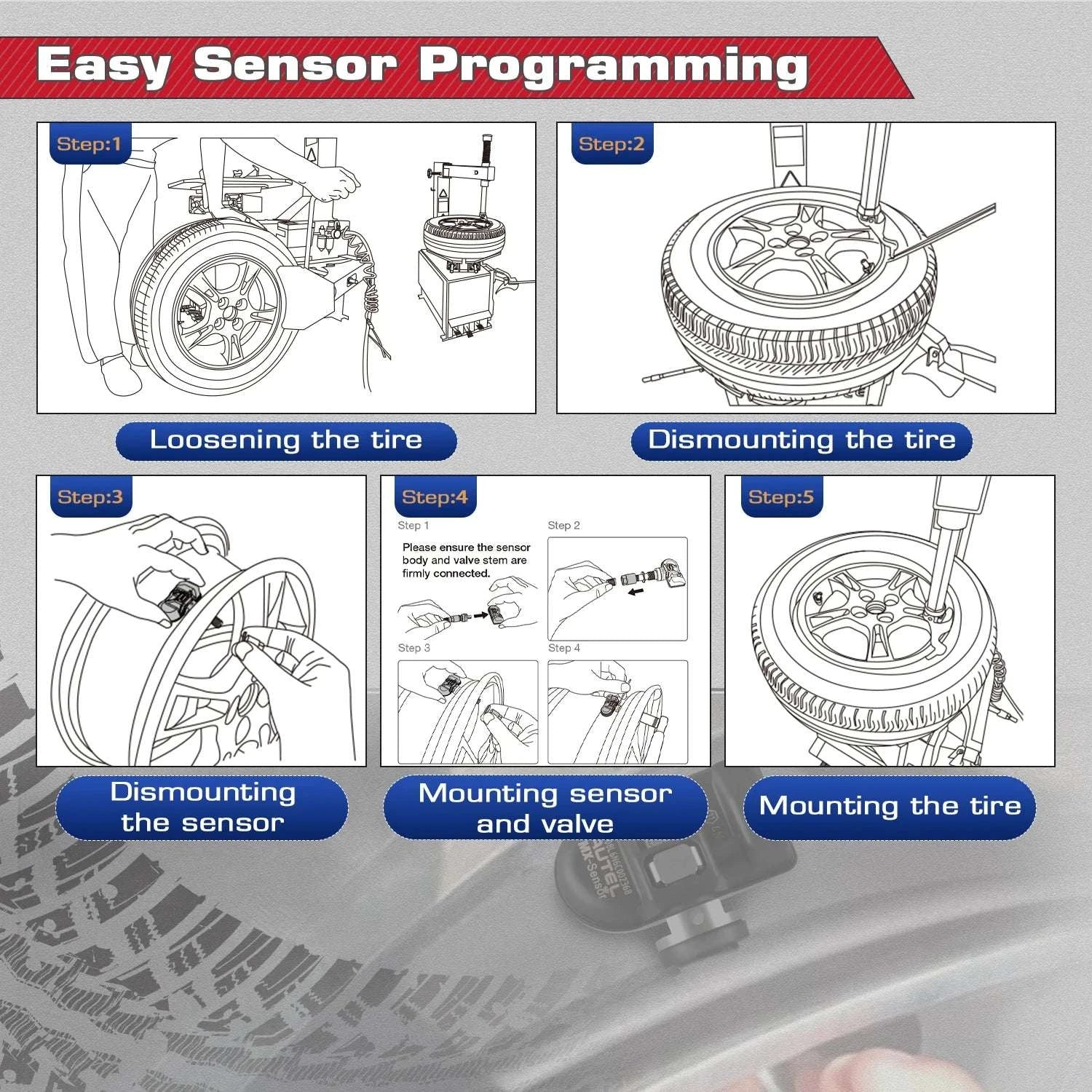 Autel MX-Sensor 2-in-1 TPMS 315MHz & 433MHz Press-In Replacement-4pcs Sensors / United States