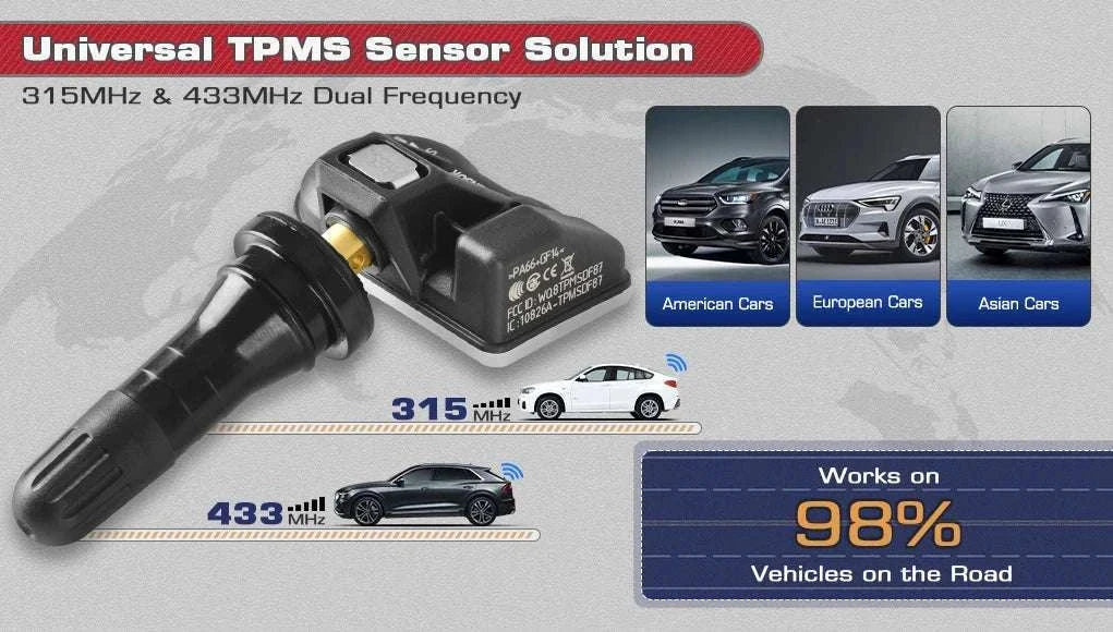 Autel MX-Sensor 2-in-1 TPMS 315MHz & 433MHz Press-In Replacement-4pcs Sensors / United States