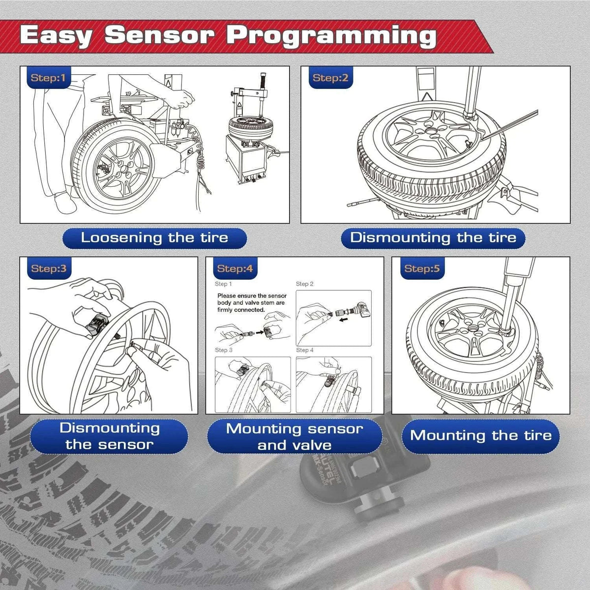 Autel MX-Sensor 2-in-1 TPMS 315MHz & 433MHz Press-In Replacement-4pcs Sensors / United States