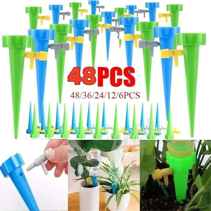 Auto Adjustable Drip Spike Watering System-6pcs Green