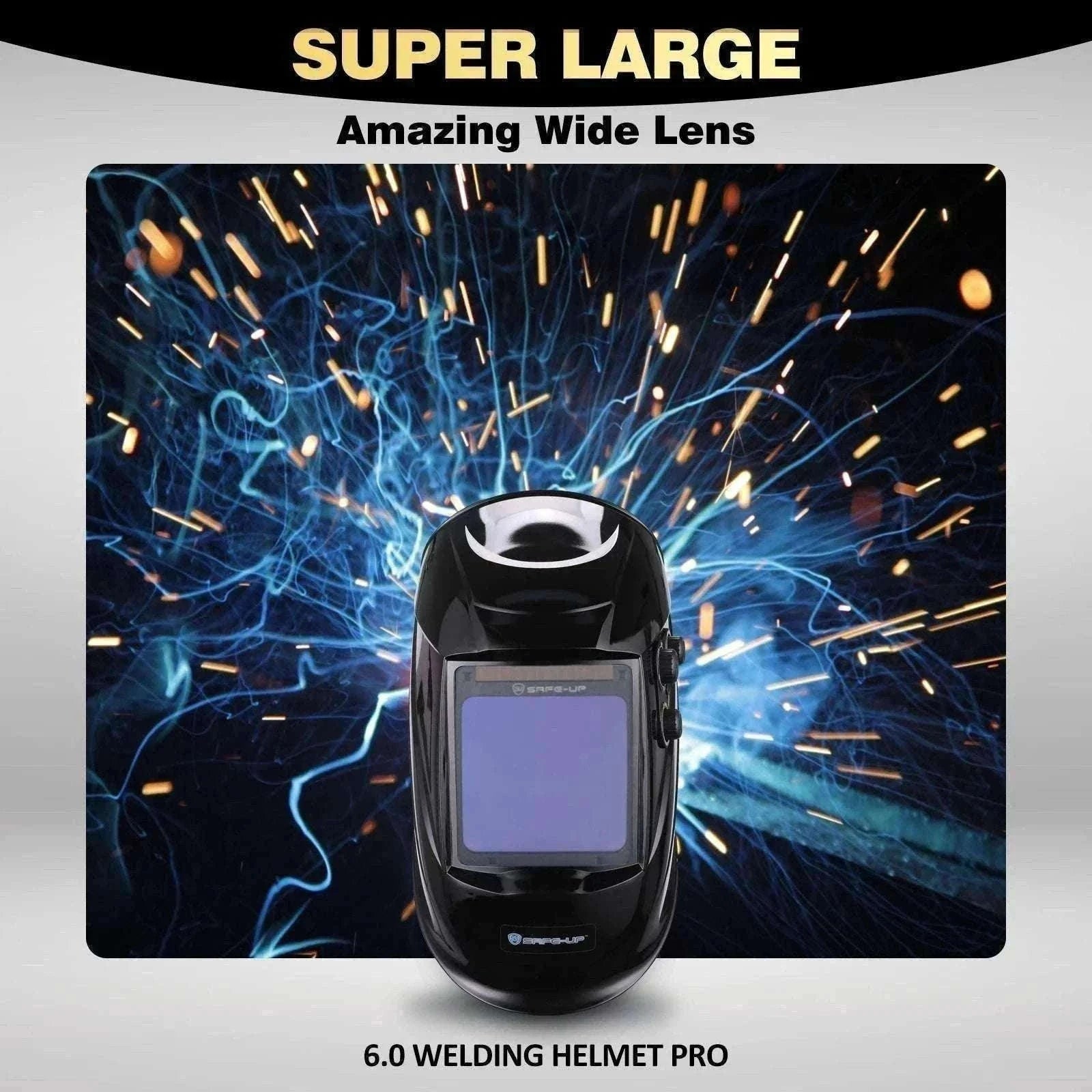 Auto-Darkening Welding Helmet 1/1/1/1 True Color 4 Sensors-UN9k Black