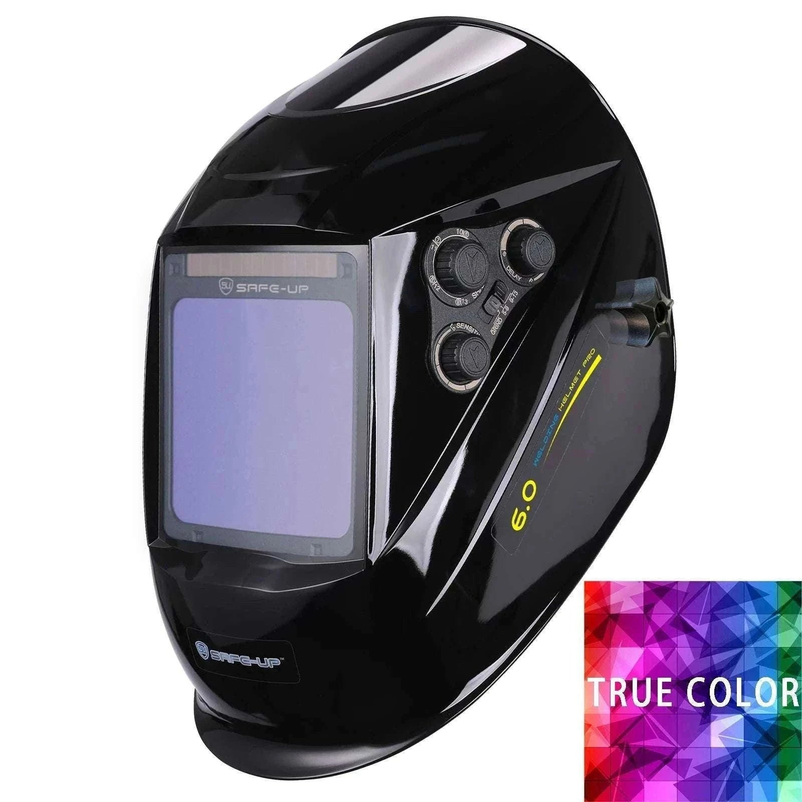 Auto-Darkening Welding Helmet 1/1/1/1 True Color 4 Sensors-UN9k Black