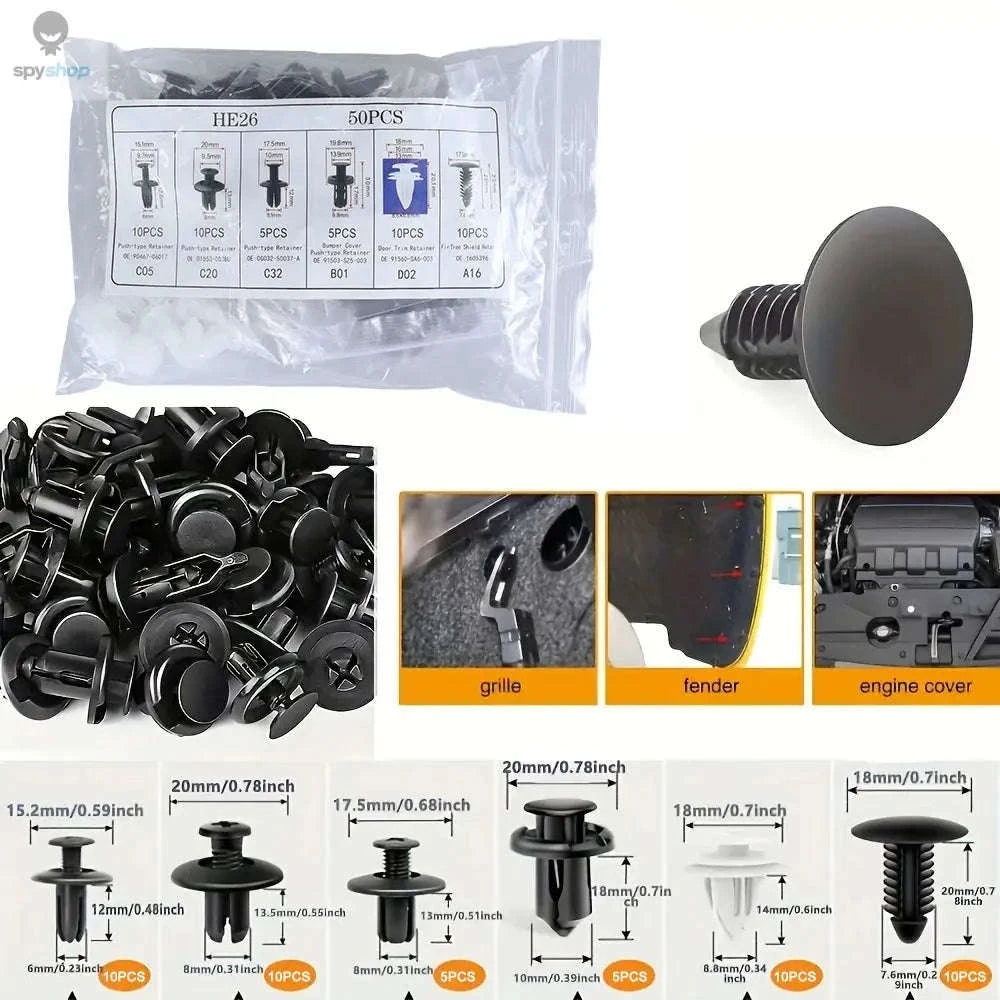 Auto Fastener Clip Mixed Car Body Push Retainer Kit-A 50Pcs(Bag) no Tool