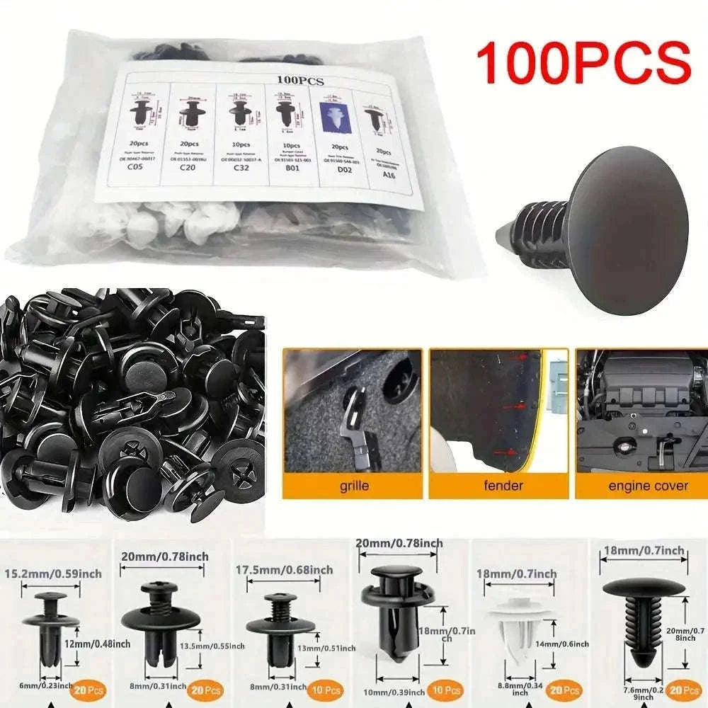 Auto Fastener Clip Mixed Car Body Push Retainer Kit-A 50Pcs(Bag) no Tool