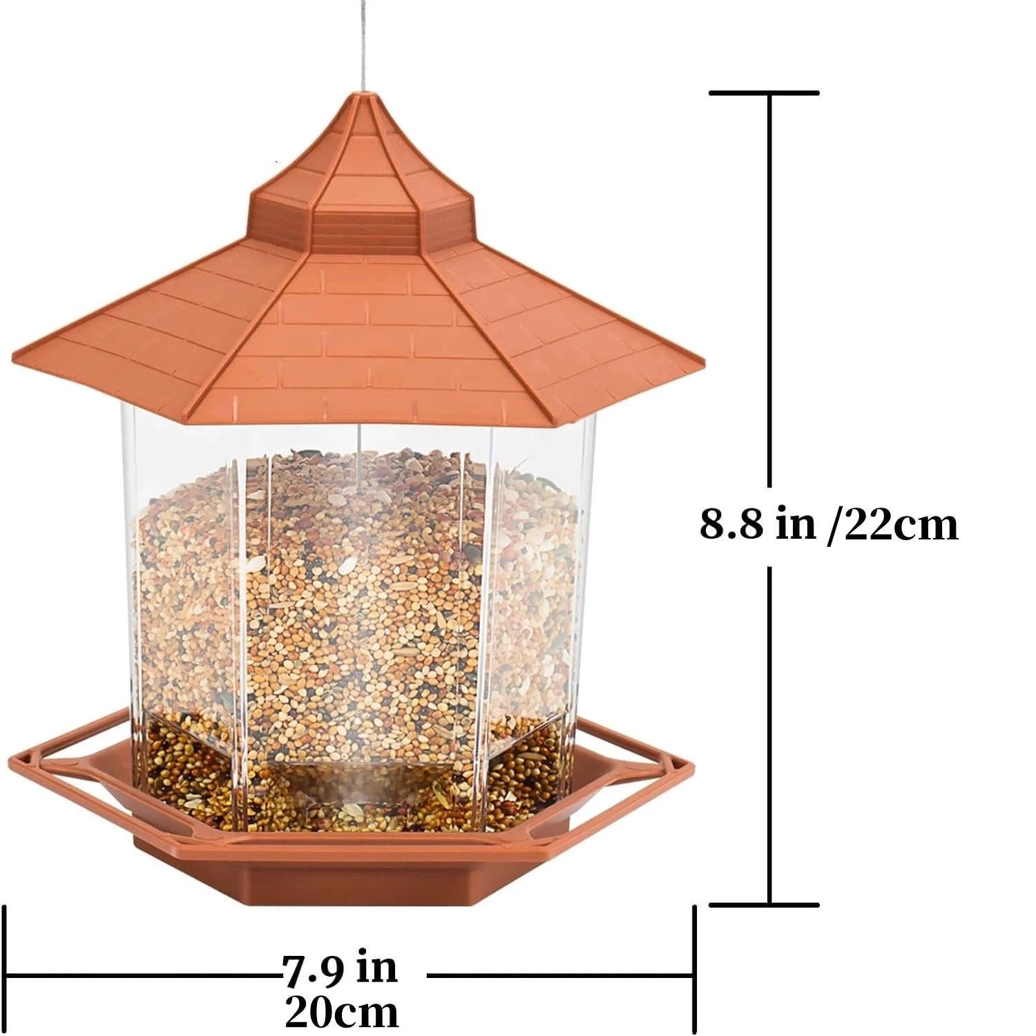 Automatic Bird Feeder Hanging Outdoor Gazebo-Style Food Container-1 Set