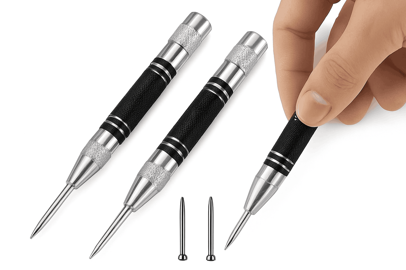 Automatic Center Punch Tool for Precise Drill Start Marks-Center Punch 2pc
