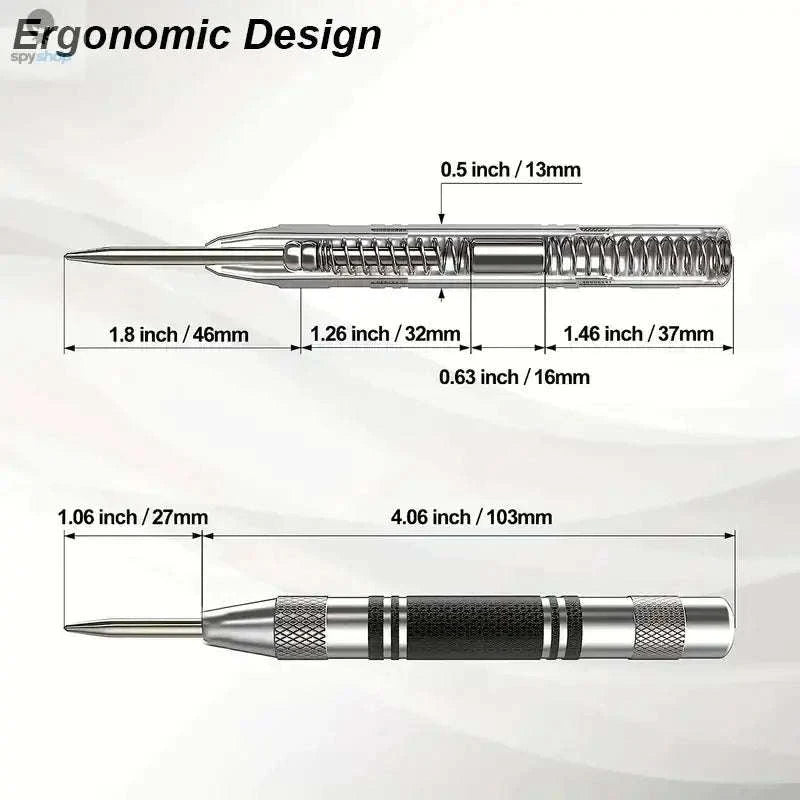 Automatic Center Punch Tool – Spring‑Loaded Precision Marking for Wood, Metal & Glass-Center Punch 2pc