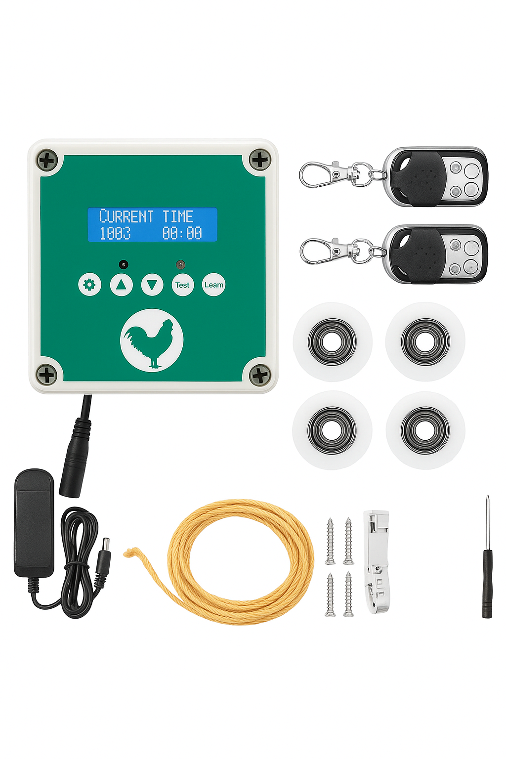 Cutie de control ușă pentru cote de găini automate, fără ușă, cu temporizator senzor de lumină, cu ecran LCD, baterie și alimentare