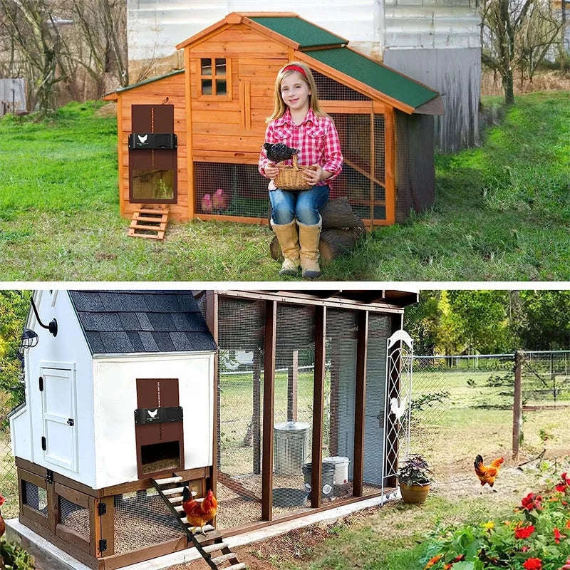 Automatic Chicken Coop Door with Light Sensor Control-Brown