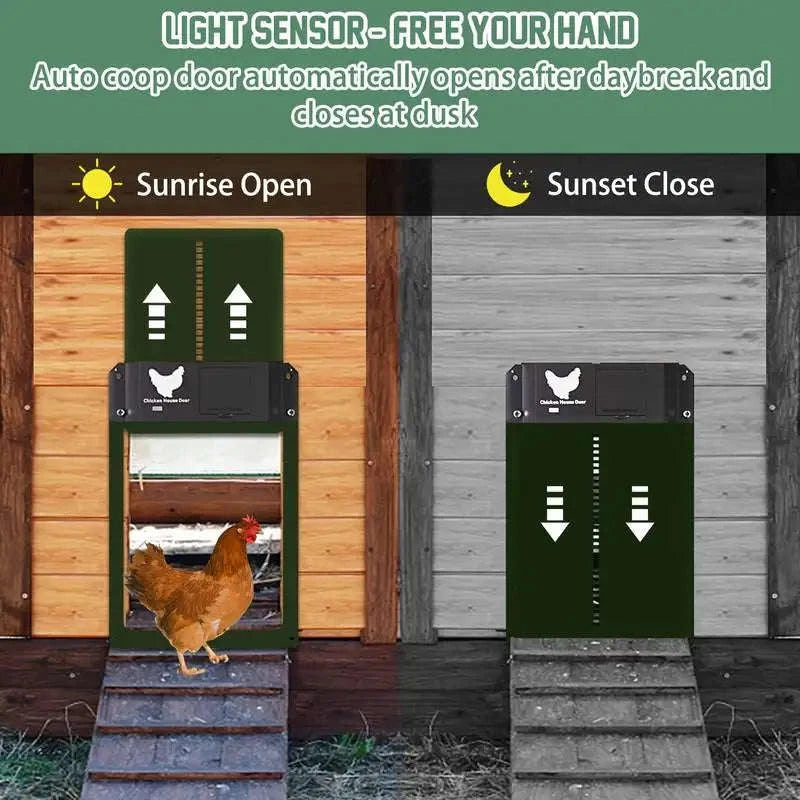 Automatic Chicken Coop Door with Light Sensor Control-Brown