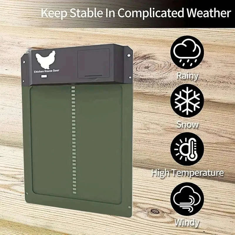 Automatic Chicken Coop Door with Light Sensor Control-Brown
