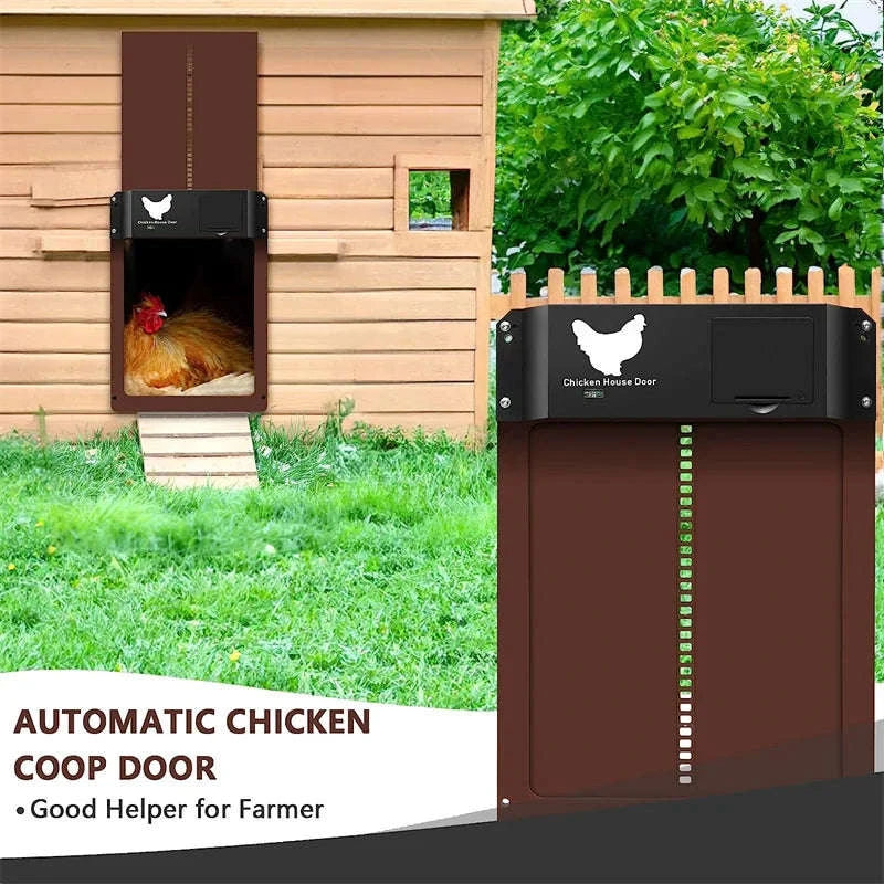 Automatic Chicken Coop Door with Light Sensor Control-Brown