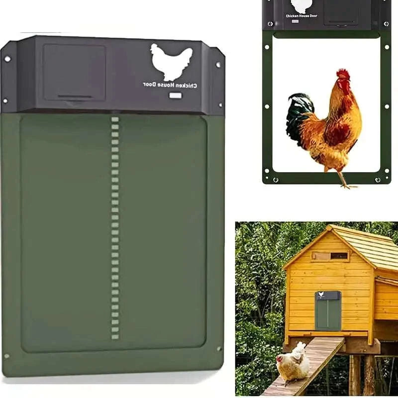 Automatic Chicken Coop Door with Light Sensor Control-Brown