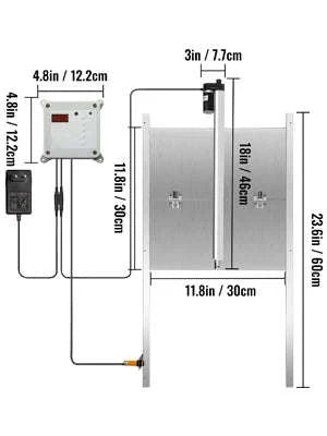 Automatic Chicken Coop Door with Timer, Light Sensor & 2 Remotes-EU plug / 11.8 x 11.8 in / france