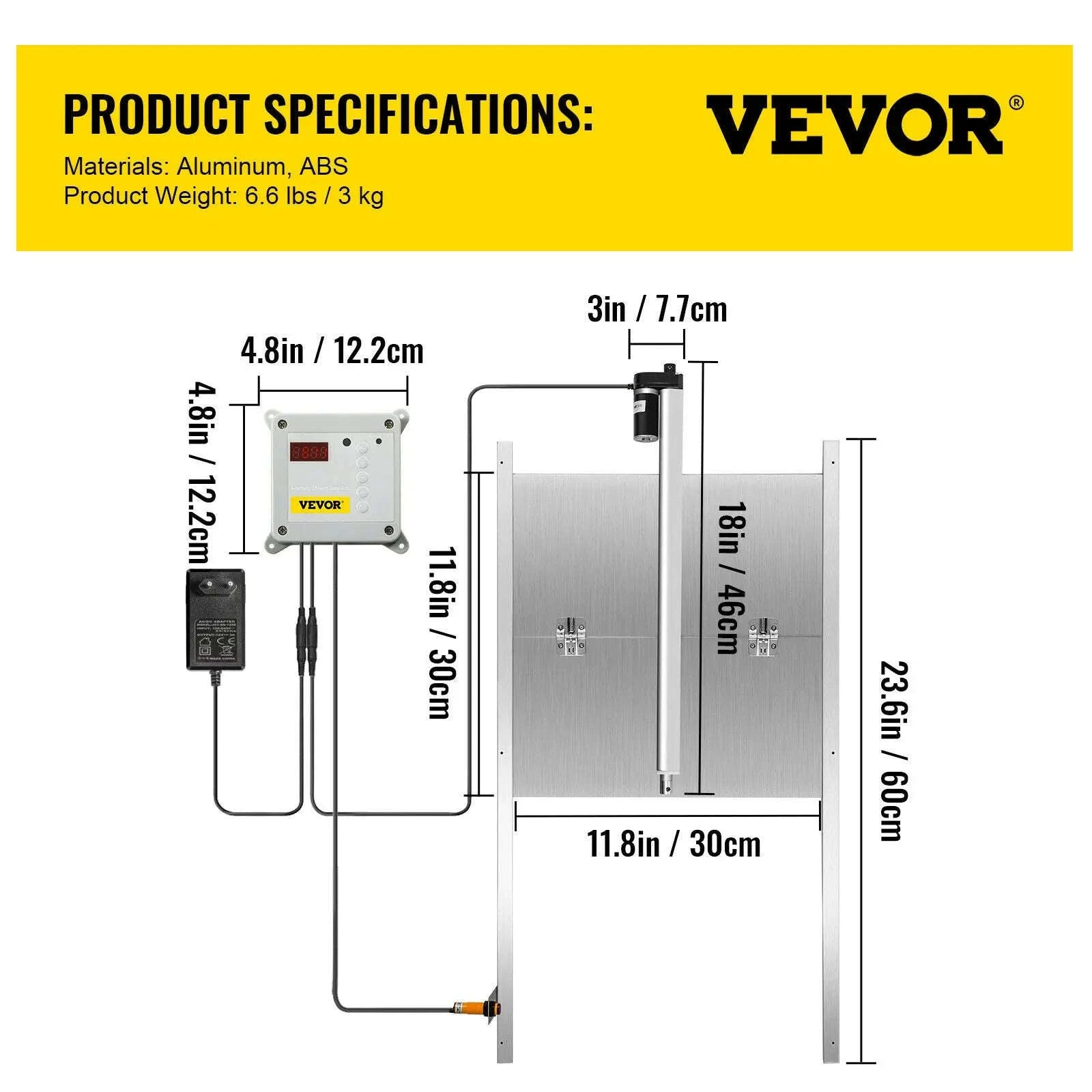 Automatic Chicken Coop Door with Timer, Light Sensor & 2 Remotes-EU plug / 11.8 x 11.8 in / france