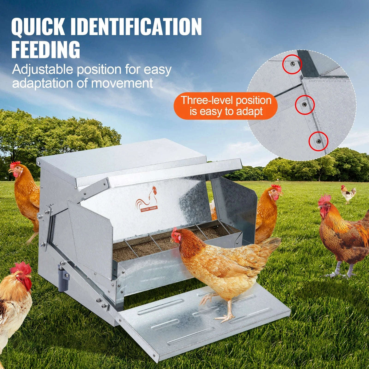 Automatic Chicken Feeder 25 lbs Capacity Galvanized Steel Poultry Feeder-25lbs / CZECH REPUBLIC