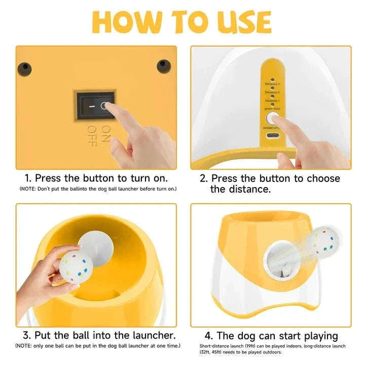Automatic Dog Ball Launcher with 3 Balls, Adjustable 19–45 ft-Orange / france