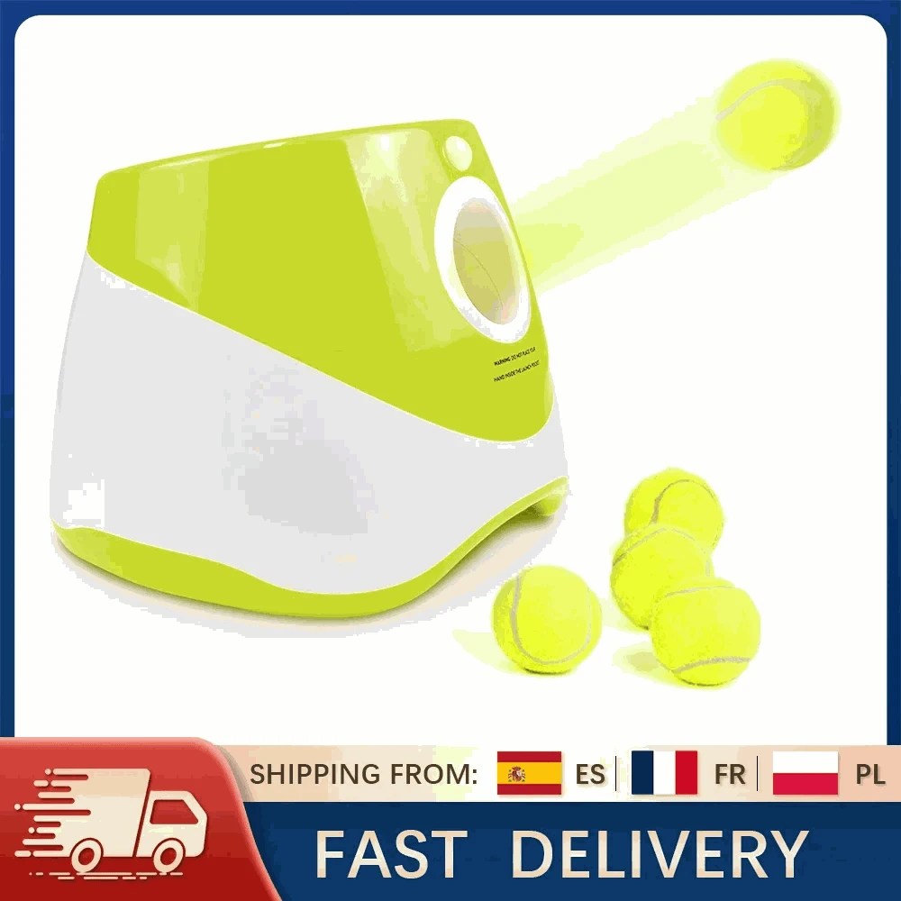 Automatic Dog Ball Launcher with 3 Distances, USB Rechargeable-with 3 tennis / france
