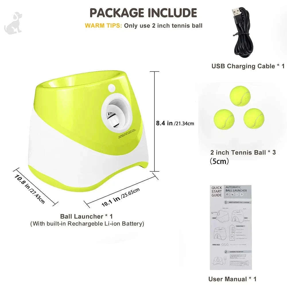 Automatic Dog Ball Launcher with 3 Distances, USB Rechargeable-with 3 tennis / france