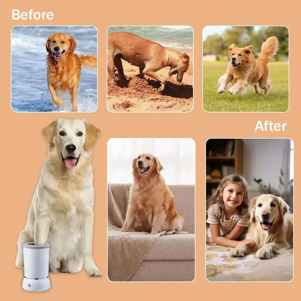 Automatic Dog Paw Cleaner Electric Grooming Cup-Blue