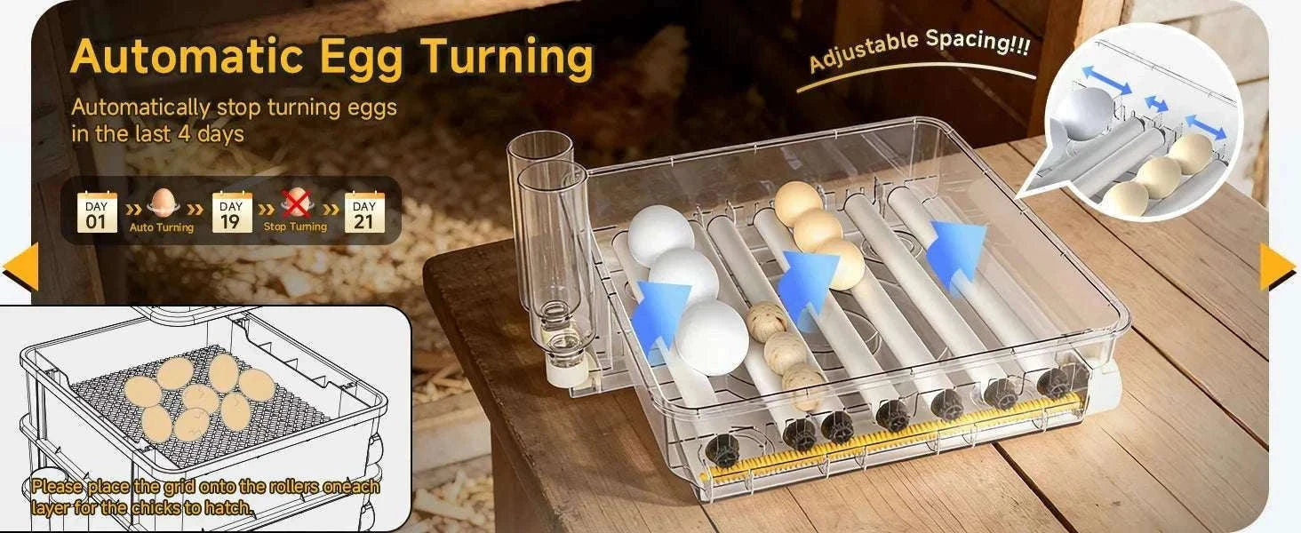 Automatic Egg Incubator 36–216 Capacity with Auto Turning Control-108 Eggs / United States