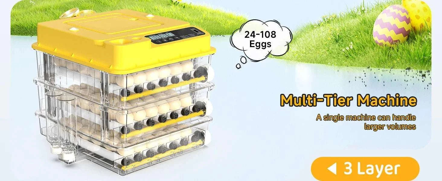 Automatic Egg Incubator 36–216 Capacity with Auto Turning Control-108 Eggs / United States