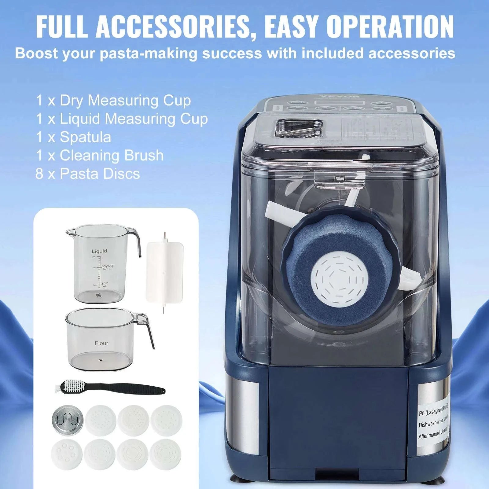 Automatic Electric Pasta Maker with 4 Modes & 500g Capacity-United States