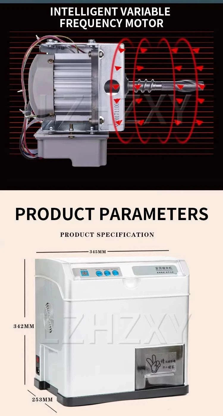 Automatic Electric Rice Mill Machine 500W Household Rice Husker-WHITE