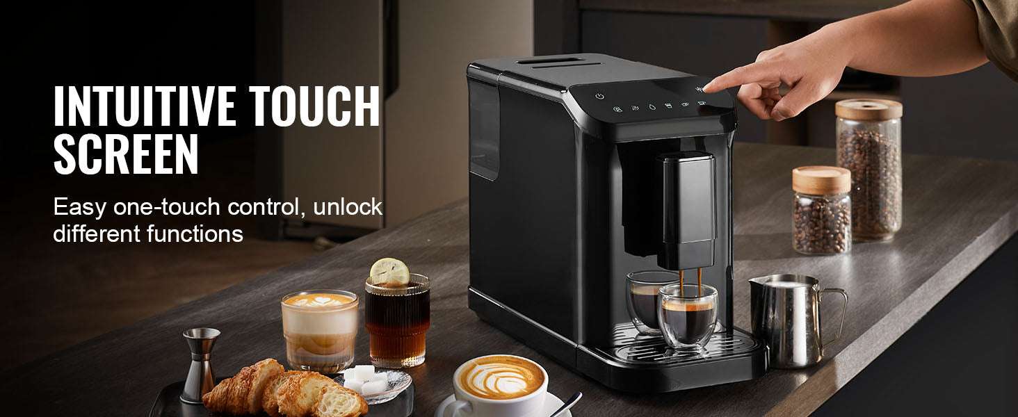 Automatic Espresso Machine with Grinder 15-Bar Coffee Maker 1.5L-