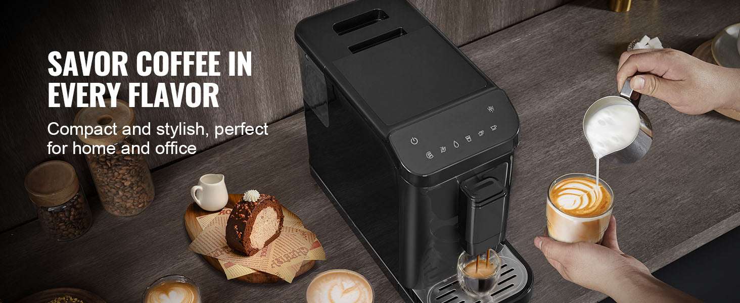 Automatic Espresso Machine with Grinder 15-Bar Coffee Maker 1.5L-black / United States