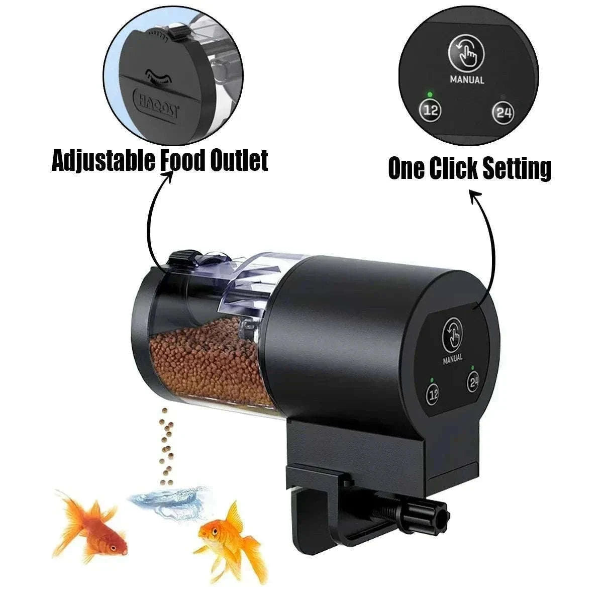Automatic Fish Feeder with Programmable Timer, 100ml Capacity-Base upgrade version